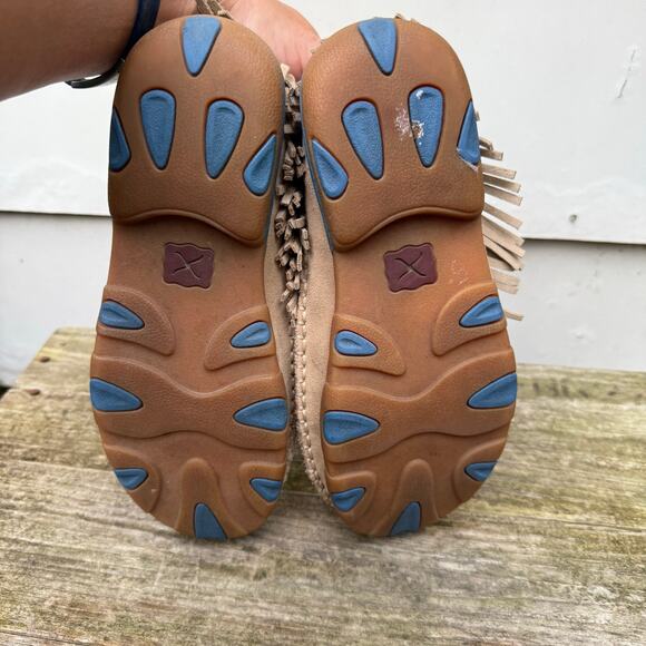 Twisted X Moccasins Bomber Aztec Southwestern Saddle Blanket Serape Fringe 7.5M - Picture 6 of 7